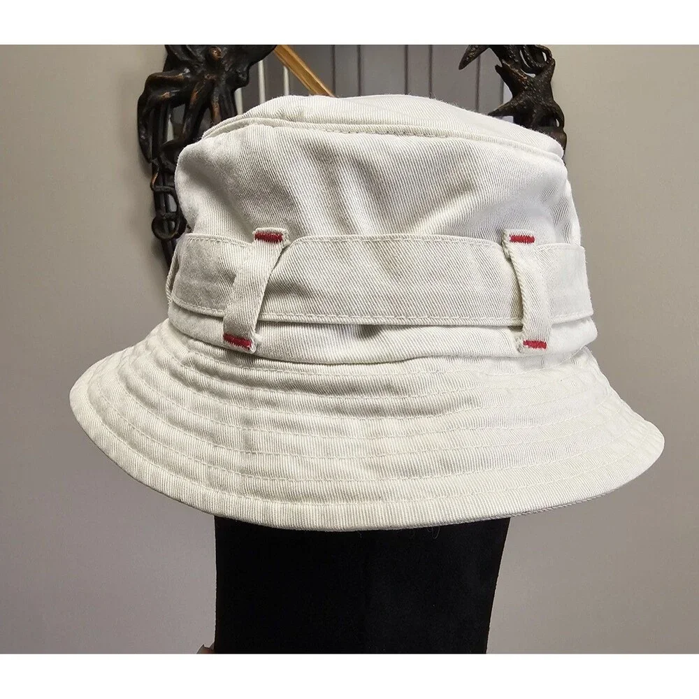Vintage 2000 GAP Beige Bucket Hat Embroidered Logo Cotton Youth M Y2K Utility